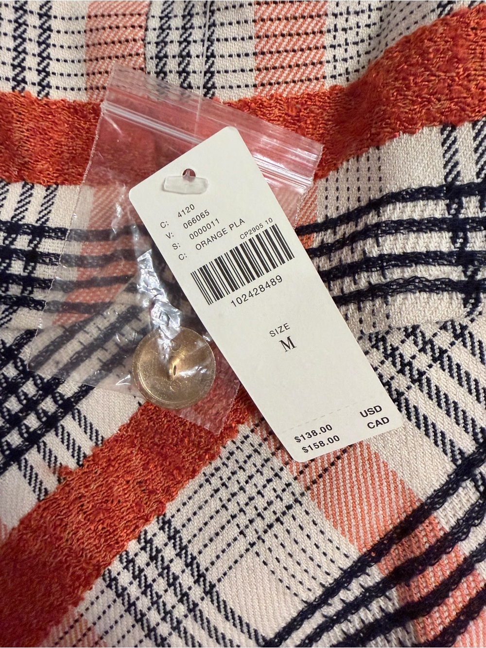 Anthropologie Plaid Mini Skirt NWT Gold Button A-Line Size M - Picture 3 of 4